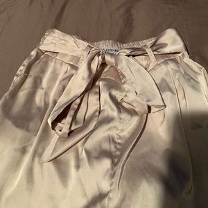 Satin Wide Leg Pants in Champagne